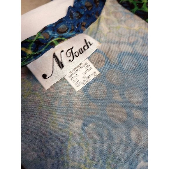 N Touch 2 PC Square Neck Geometric Blue/Green/Brown Midi Skirt/Top XL - Picture 2 of 2